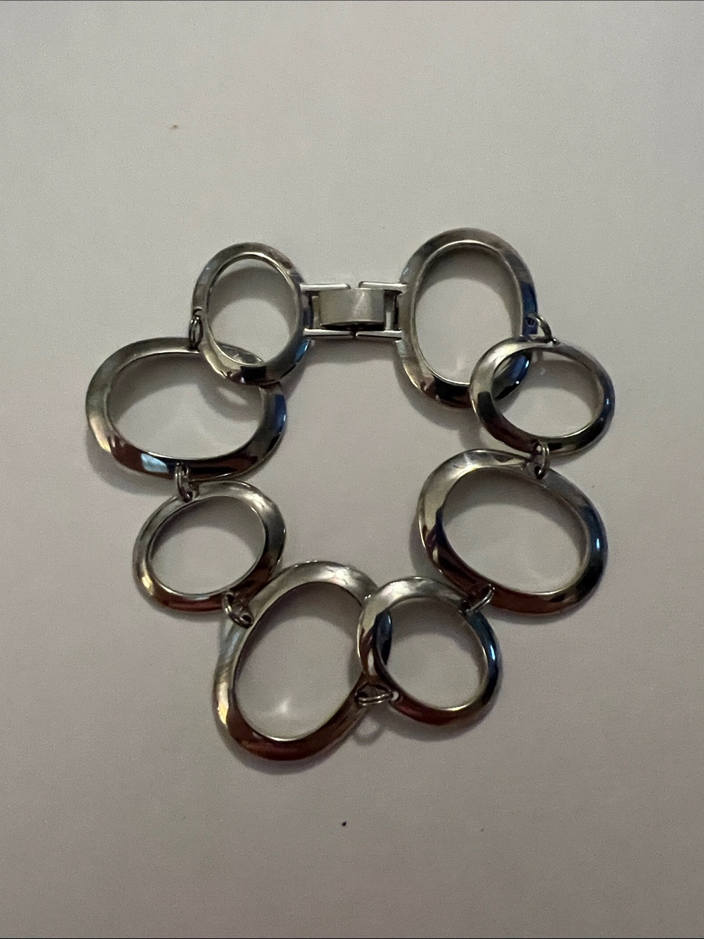 Silver-Tone Linked Oval Bracelet